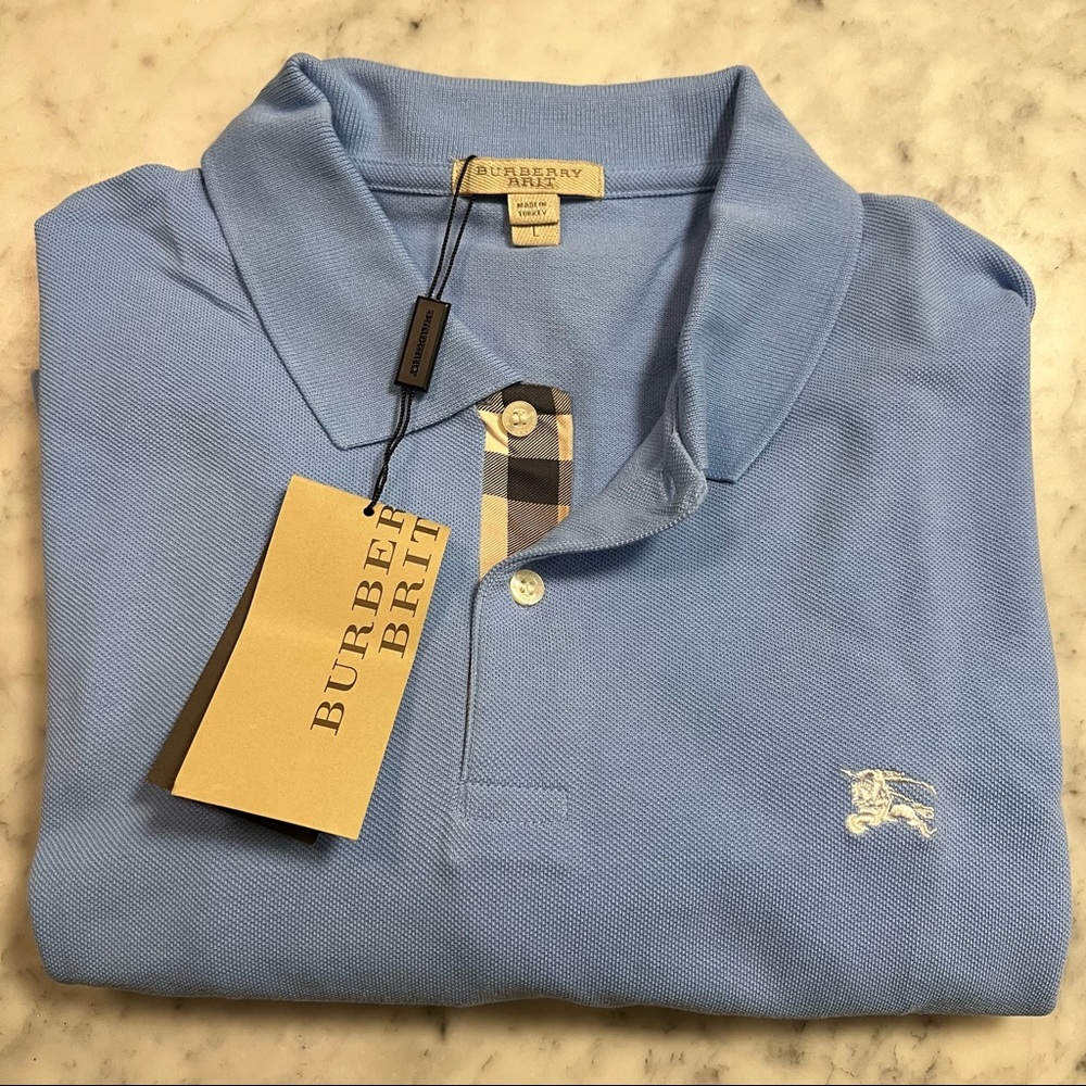 NWT — Burberry Brit bright sky blue polo shirt